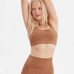 Girlfriend Collective Paloma Sports Bra Brown Gym Pilates Yoga Workout Size S